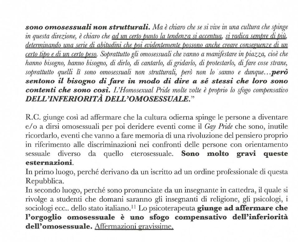 Estratto della Segnalazione di Silere non possum